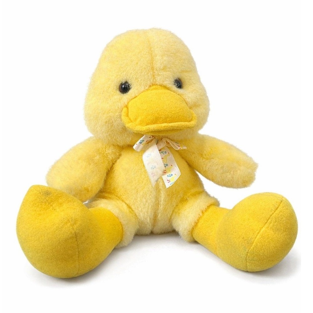 Vintage Yellow Duck Plush Korea Stuffed Animal Baby Nursery Toy‎ Soft 8"